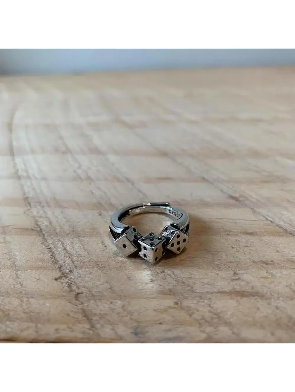Y2K Grunge Vintage Style Silver Multi Dice Ring